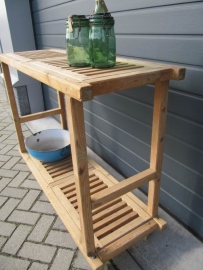Nice wooden car or work table on wheels