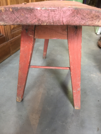Brocant houten bankje, rood/bruin