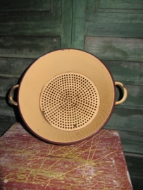 Emaille bruin/beige vergiet