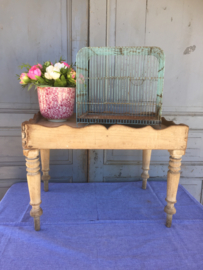 Brocante mintgroene metalen vogelkooi