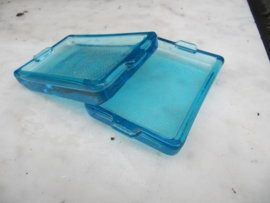 Frans brocante plat geribbeld blauw schaaltje