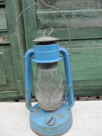Old blue green big oil lamp