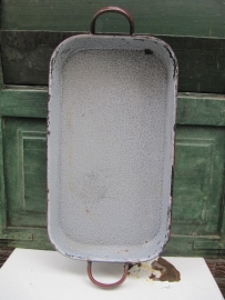 Beautiful old French enamel roasting pan
