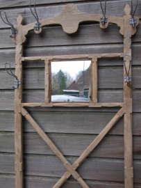 Oude brocante eikenhouten staande kapstok