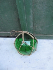 Brocante mondgeblazen glazen drijver groen
