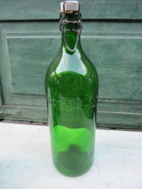 Old green bracket 1 liter bottle with porcelain cap