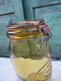 Very old  jar ocher yellow / orange Le Parfait Cafe Goulet