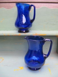Brocante blue glass jug