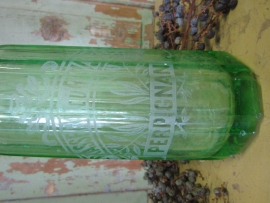 Antieke Franse siphon fles in groen