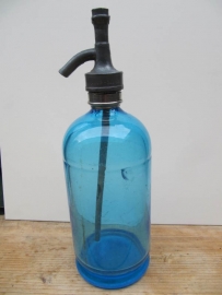 Blue seltzer soda bottle