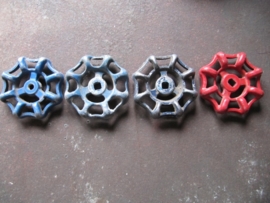 Old metal faucet handle blue or red