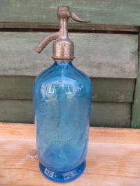 Nice old blue seltzer soda bottle wilt inscription