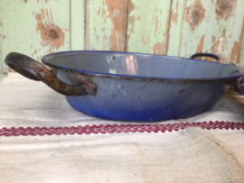 Brocante emaille ovale braadslee