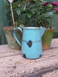Brocante emaille groen kannetje