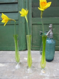 Beautiful old brocante glass vases Val St. Lambert set of 3