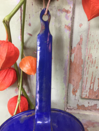 Brocante emaille vergiet met steel