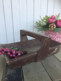 Brocante houten draagbak met hengsel