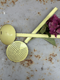 Brocante emaille schuimspaan en pollepel