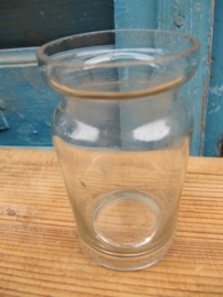 Very old beautiful little thin glass powder / ointment glass