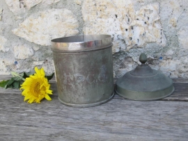 Old French zinc pot with copper lid