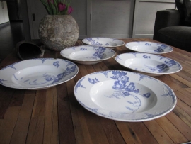Deep Plate Maestrichts pottery series Nemone set of 6 pieces