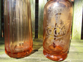 Old French seltzer bottle with imprint, orange