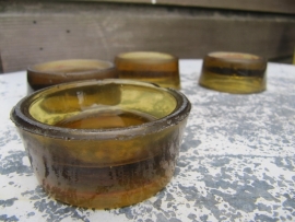 Oude brocante glazen kastonderzetters set van 4
