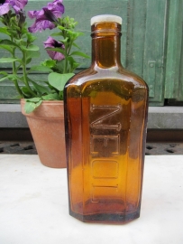 French Brocante medicine bottle brown flat Neol