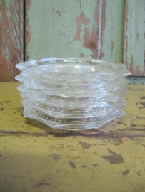 Brocante glazen onderzettertjes, set van 5