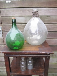 Groene brocante bolfles van 5 liter
