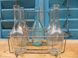 Set of 5 old white glass bottles with a capacity of 250 ml