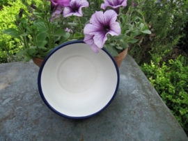 Brocante donkerblauwe emaille schaal