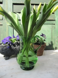 Very nice old brocante green water, lemonade or wine jar from glass