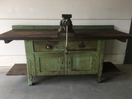 Old industrial green workbench