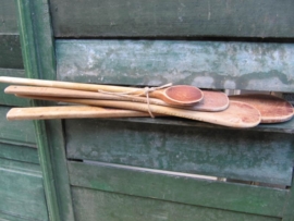 Old wooden spatula set of 4 pieces