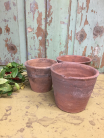 Antique French hand-shaped terracotta flower pots