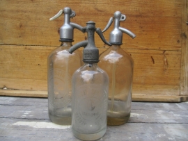Brocante clear glass seltzer soda bottle