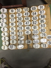 Enamel oval number plates