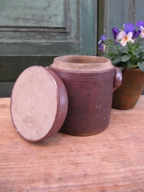French Antique stoneware pot with lid