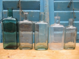 Set of 5 pieces flat rectangular medicine bottles