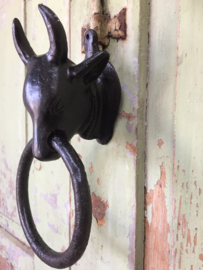Brocant metalen deurklopper stier