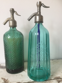 Antieke spuitfles facet groen/blauw
