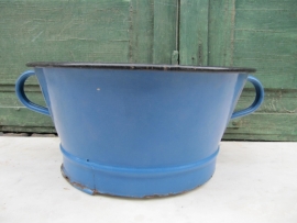 Brocante blue enamel colander