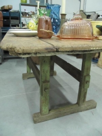 Old wooden table from old door with 3 drawers