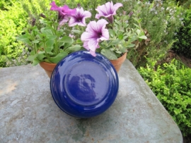 Brocante donkerblauwe emaille schaal