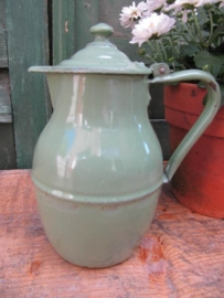 Old green enamel coffee-jug