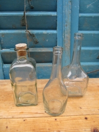 3 pieces of old bottles in different shapes