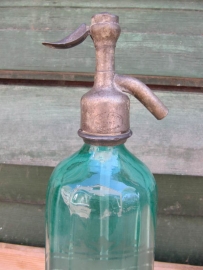 Old  green seltzer bottle with inscription
