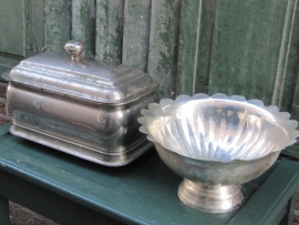 Antique silver bowl on stand