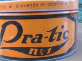 Brocante blik voor een Pra-tic mop
